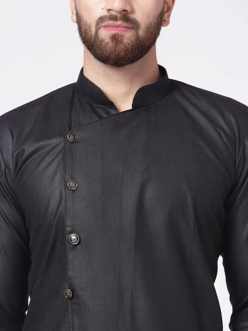 Jompers Men's Black Solid Kurta with Churidar | Grocsy