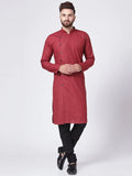 Jompers Men's Maroon Solid Kurta with Churidar | Grocsy