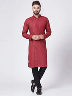 Jompers Men's Maroon Solid Kurta Only | Grocsy