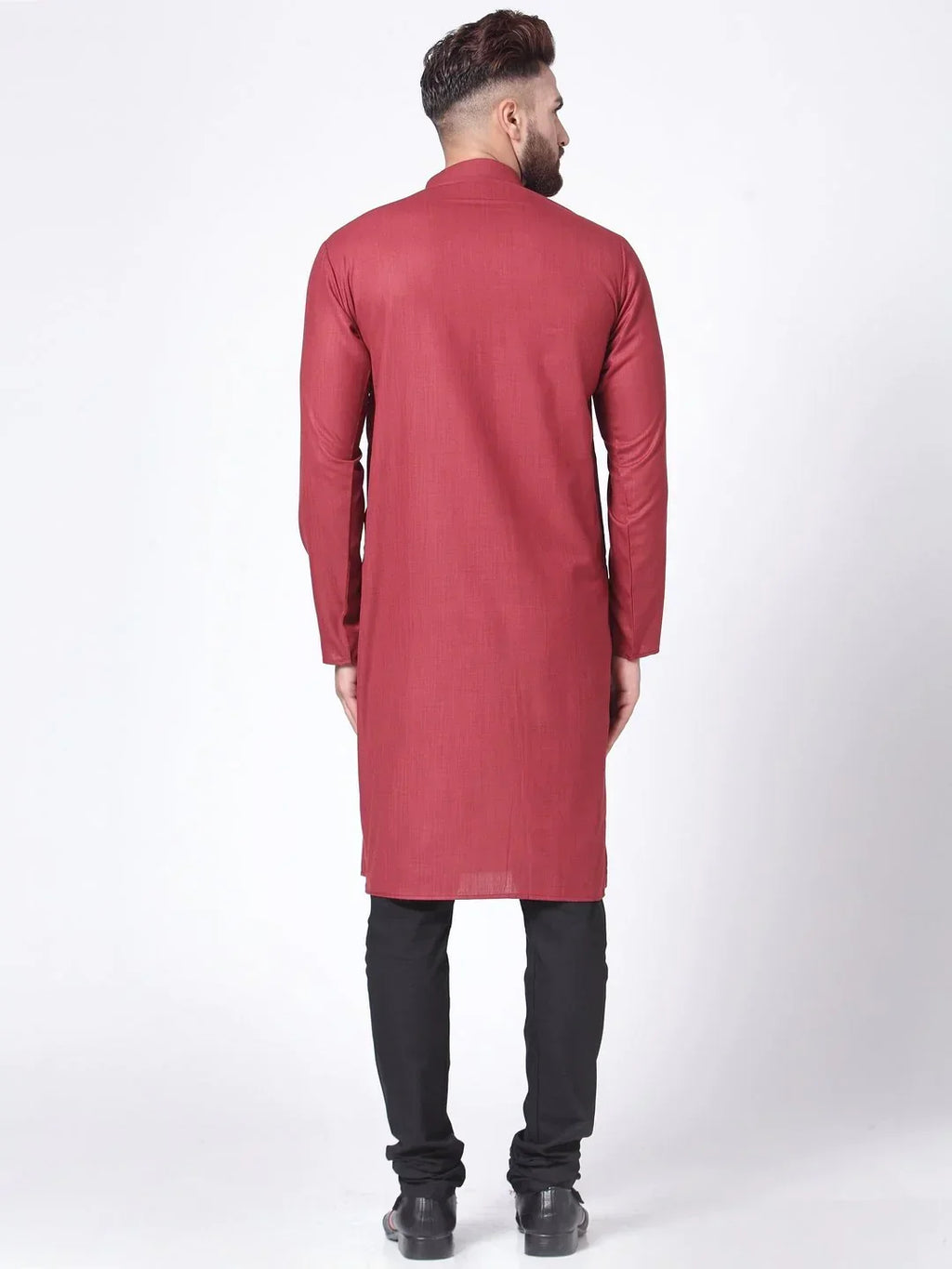Jompers Men's Maroon Solid Kurta with Churidar | Grocsy