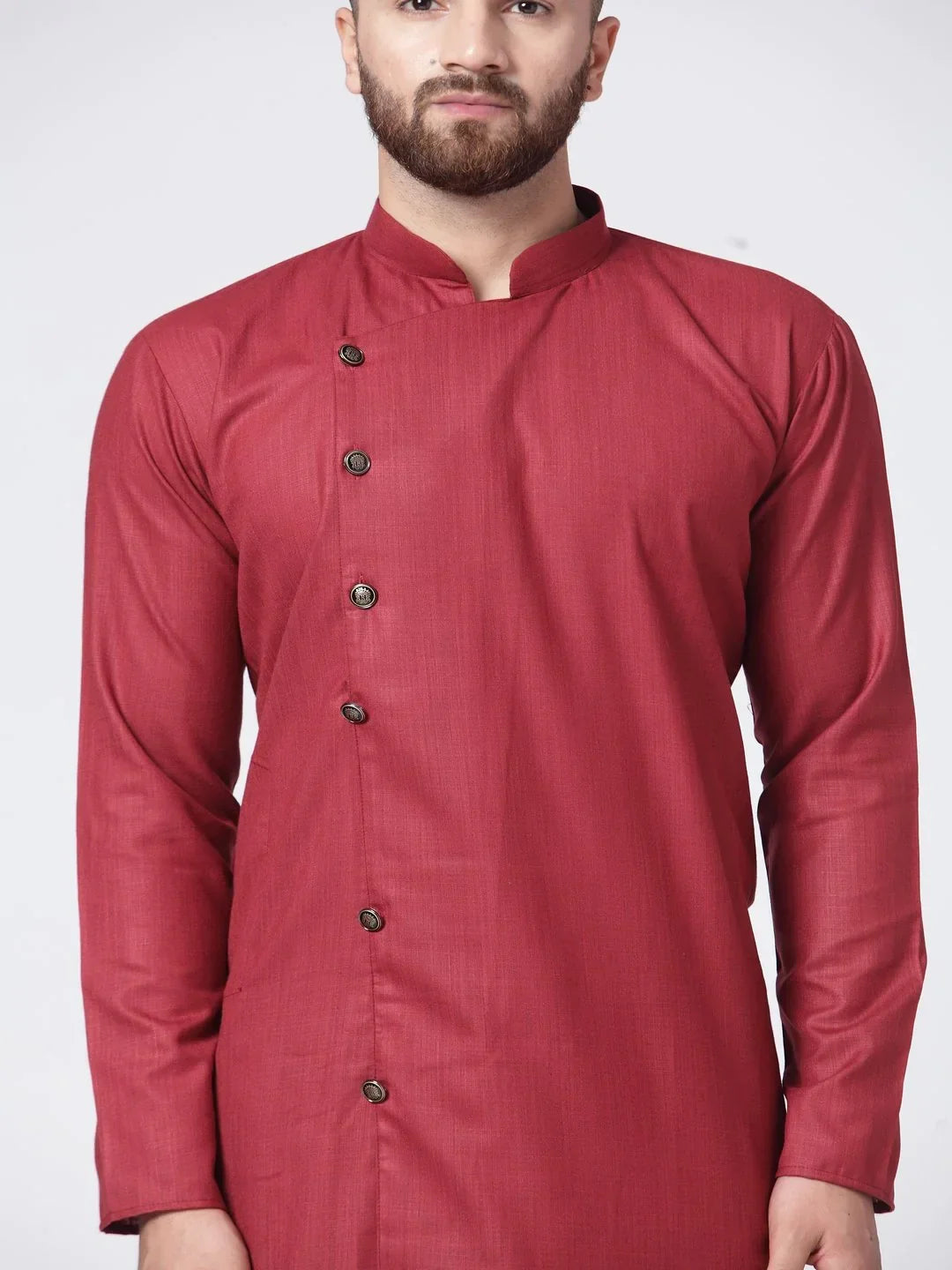 Jompers Men's Maroon Solid Kurta with Churidar | Grocsy