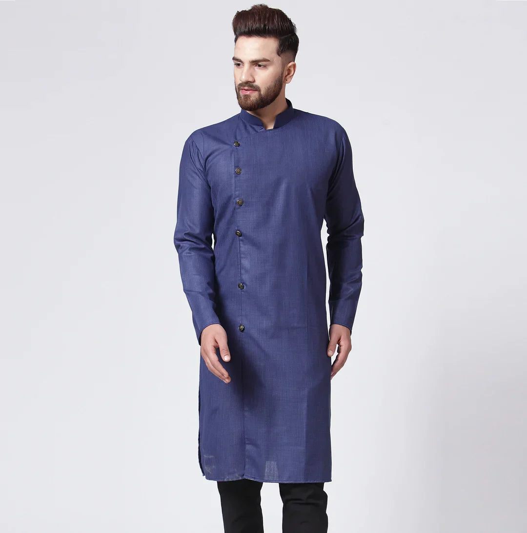 Jompers Men's Navy-Blue Solid Kurta Only | Grocsy