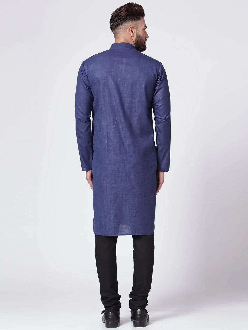 Jompers Men's Navy-Blue Solid Kurta with Churidar | Grocsy