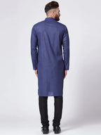 Jompers Men's Navy-Blue Solid Kurta with Churidar | Grocsy