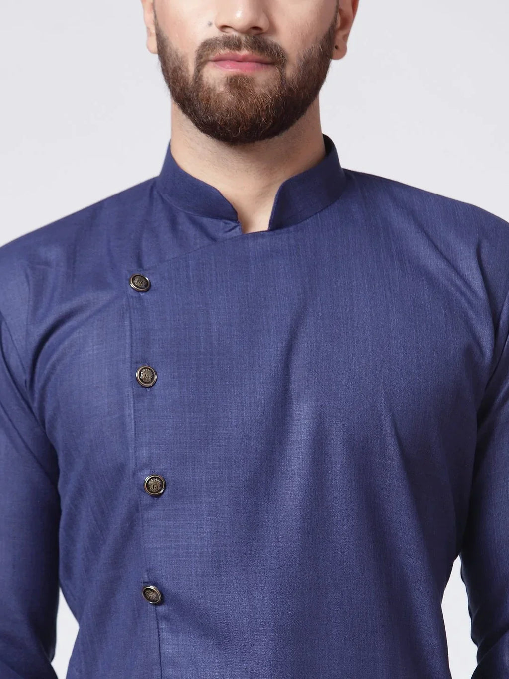 Jompers Men's Navy-Blue Solid Kurta with Churidar | Grocsy