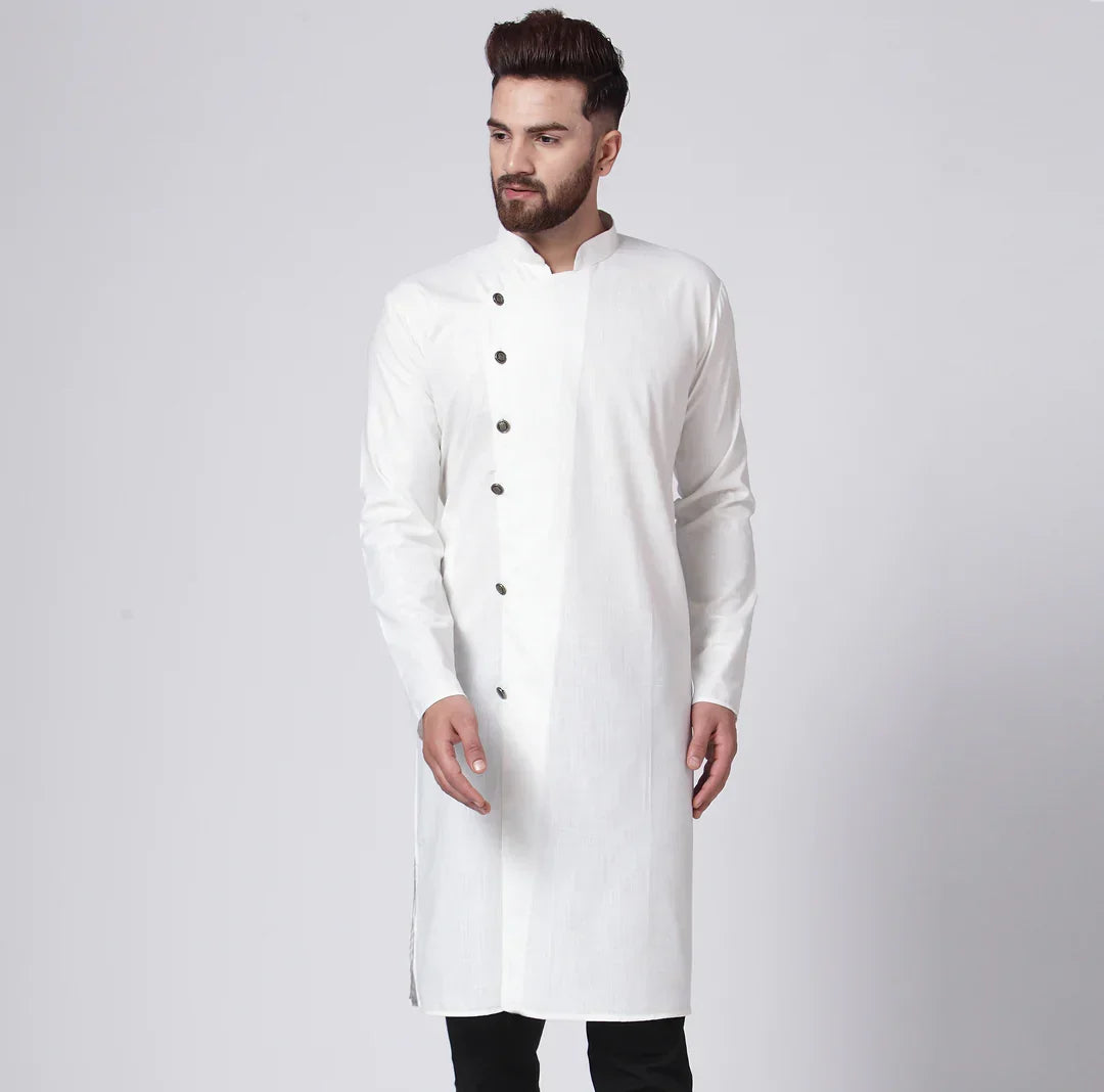 Jompers Men's White Solid Kurta Only | Grocsy