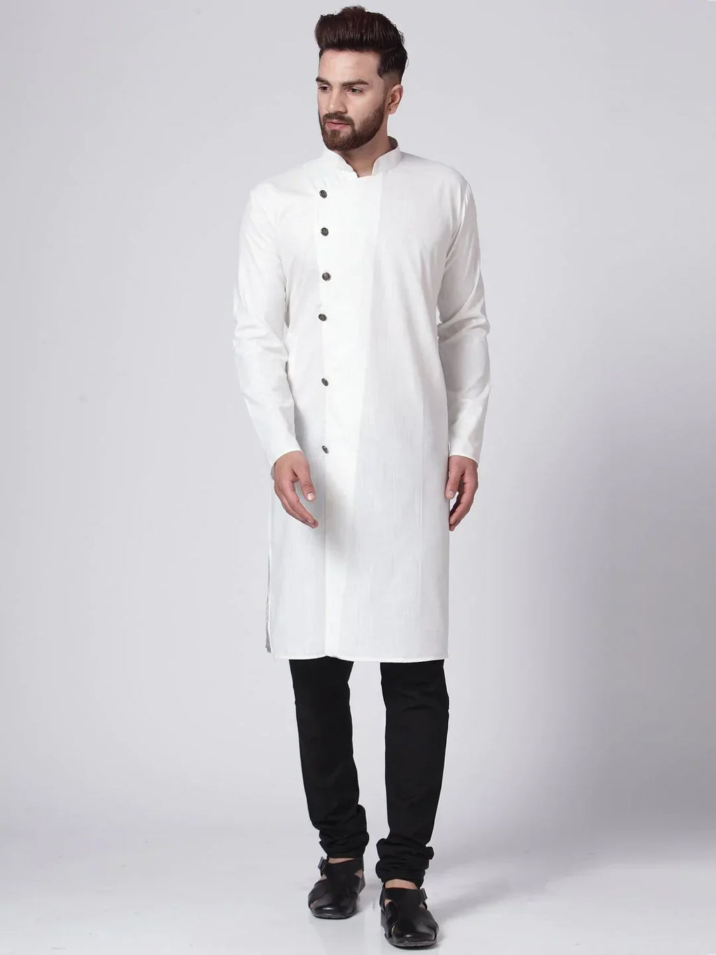 Jompers Men's White Solid Kurta Only | Grocsy