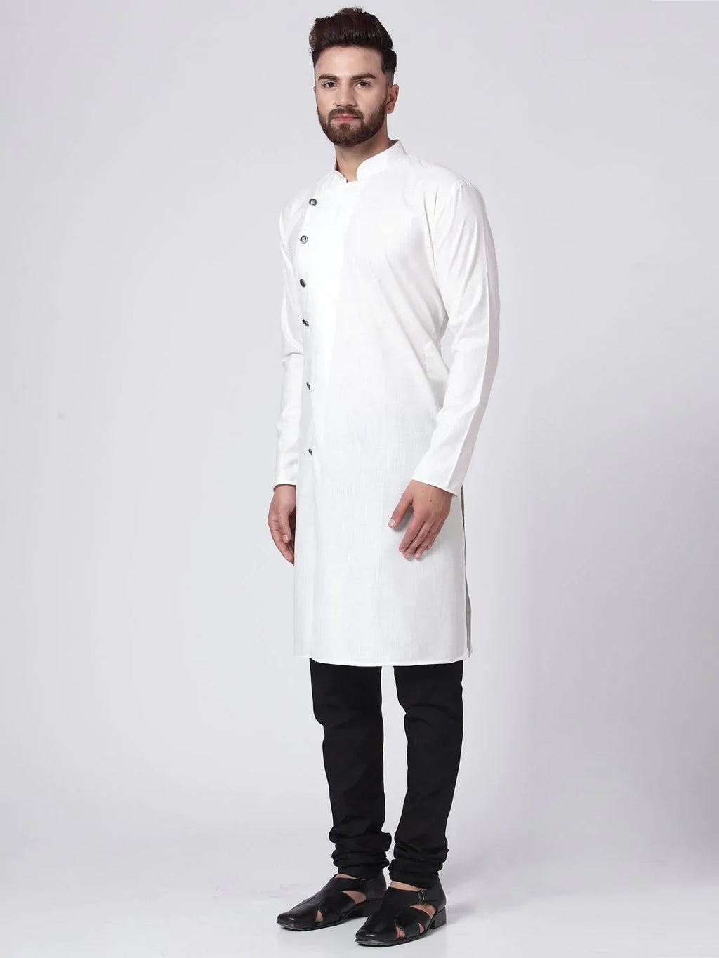 Jompers Men's White Solid Kurta with Churidar | Grocsy