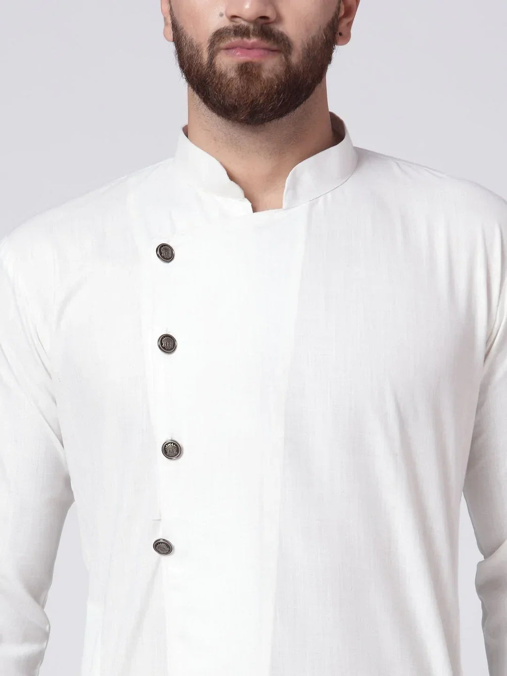 Jompers Men's White Solid Kurta with Churidar | Grocsy