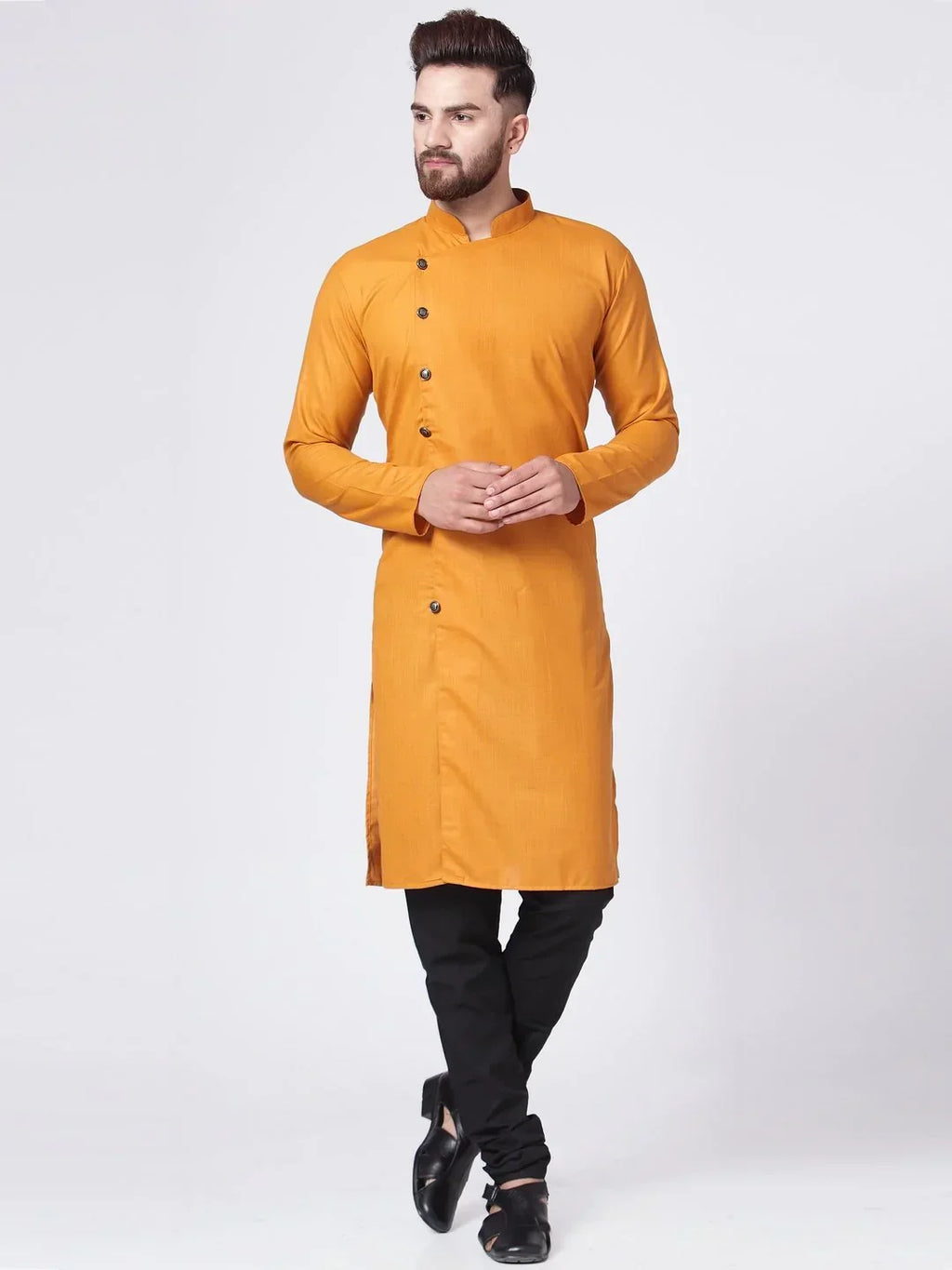 Jompers Men's Yellow Solid Kurta Only | Grocsy