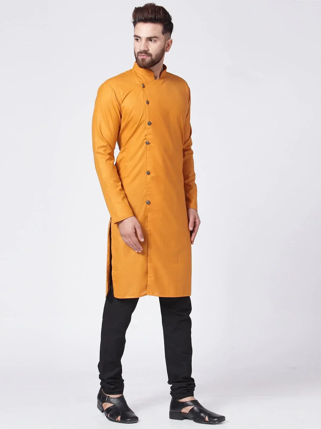 Jompers Men's Yellow Solid Kurta Only | Grocsy