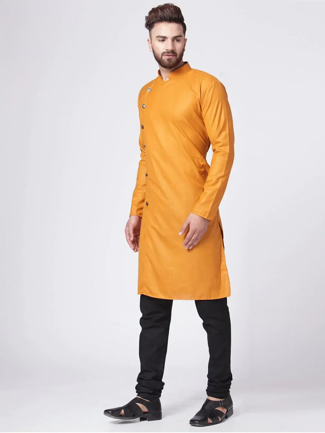 Jompers Men's Yellow Solid Kurta Only | Grocsy
