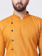 Jompers Men's Yellow Solid Kurta with Churidar | Grocsy