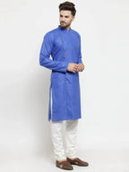 Jompers Men's Royal-Blue Solid Kurta Only | Grocsy