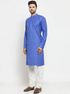 Jompers Men's Royal-Blue Solid Kurta Only | Grocsy