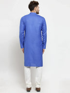 Jompers Men's Royal-Blue Solid Kurta Only | Grocsy
