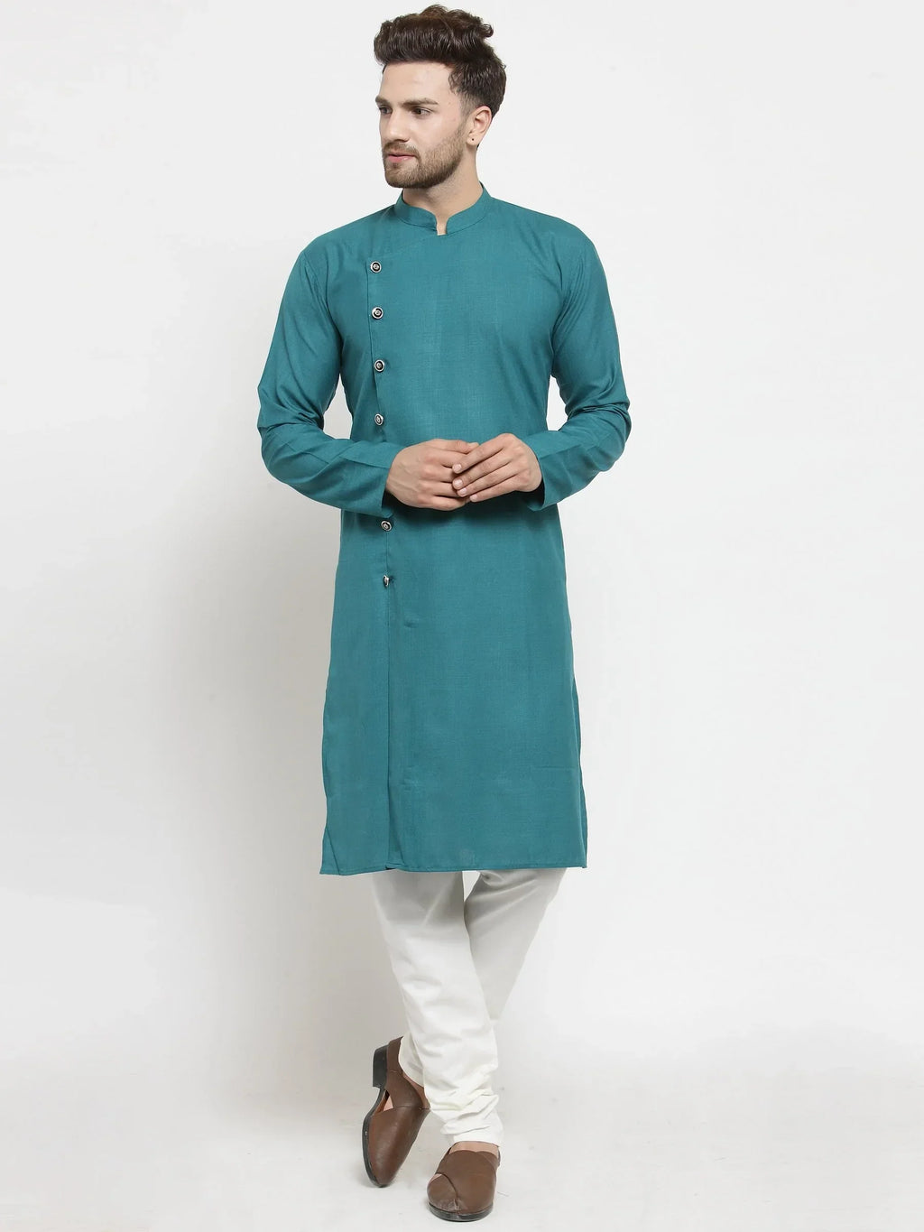 Jompers Men's Green Solid Kurta Only | Grocsy