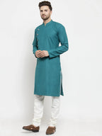 Jompers Men's Green Solid Kurta with Churidar | Grocsy