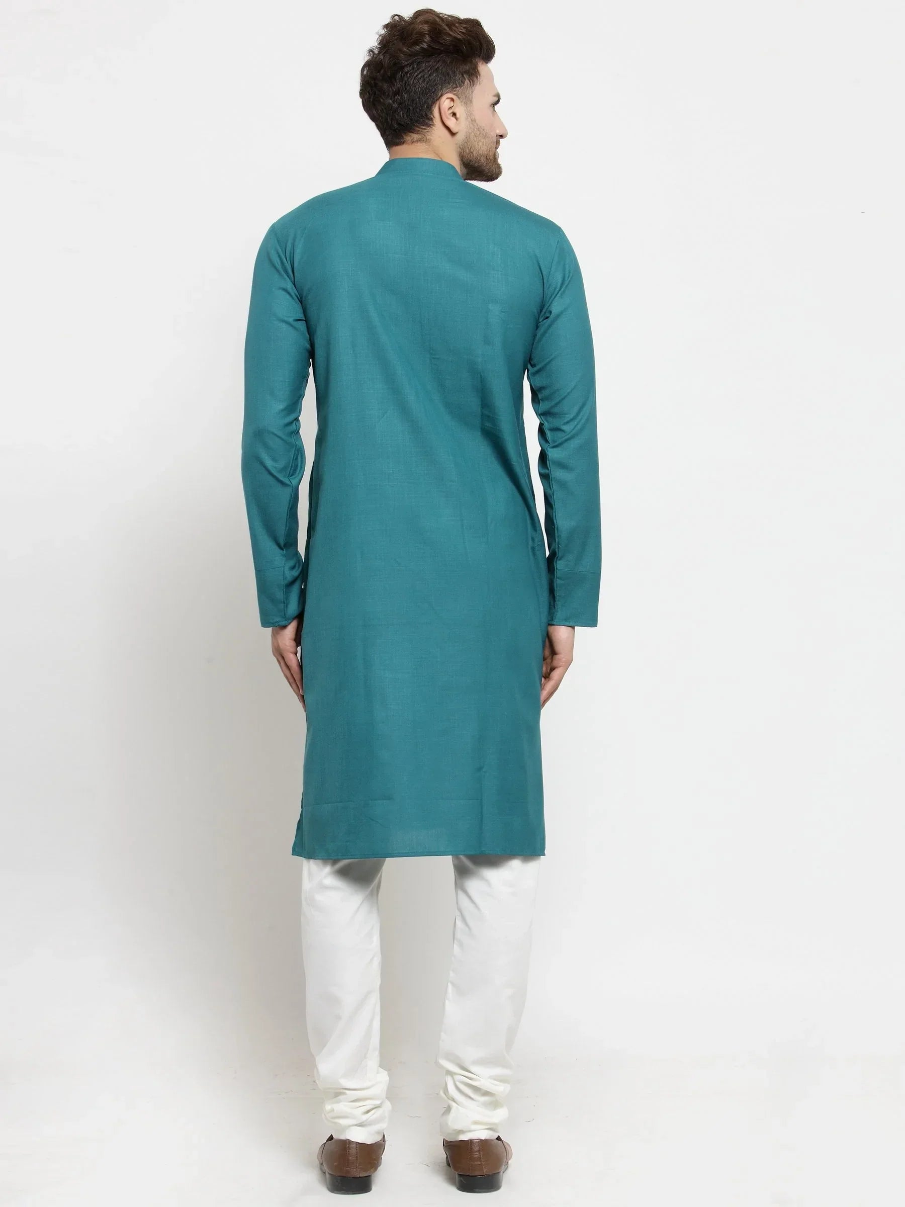 Jompers Men's Green Solid Kurta with Churidar | Grocsy