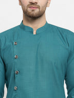 Jompers Men's Green Solid Kurta with Churidar | Grocsy