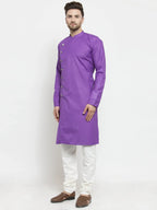 Jompers Men's Purple Solid Kurta with Churidar | Grocsy