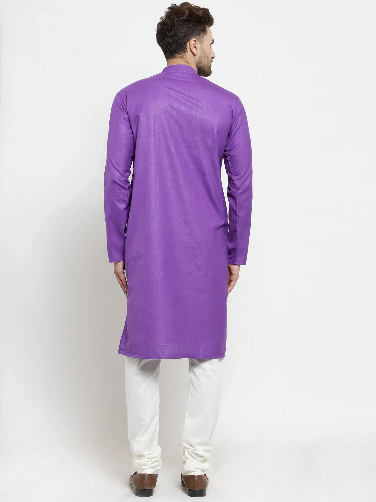 Jompers Men's Purple Solid Kurta with Churidar | Grocsy