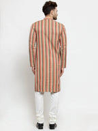 Jompers Men's Red and black Self Design Stripped Kurta Only | Grocsy