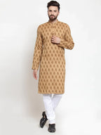 Jompers Men's Brown Printed Kurta with Churidar | Grocsy