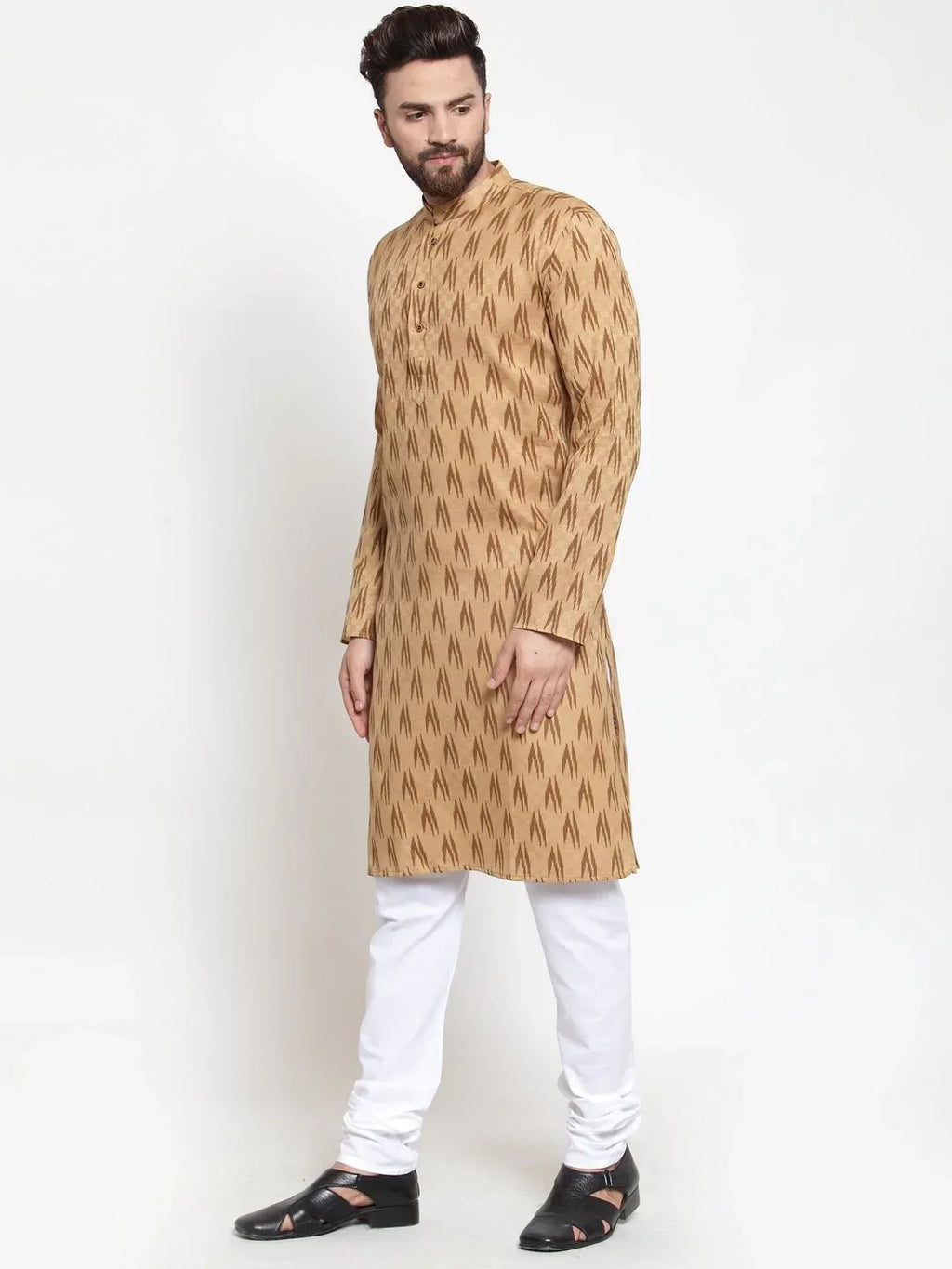 Jompers Men's Brown Printed Kurta Only | Grocsy