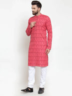 Jompers Men's Peach Printed Kurta Only | Grocsy