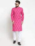 Jompers Men's Pink Printed Kurta Only | Grocsy