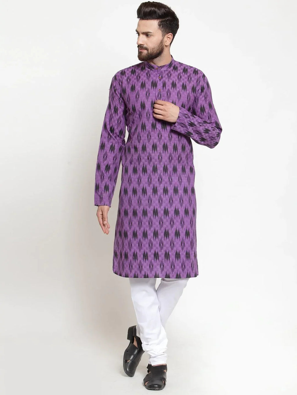 Jompers Men's Purple Printed Kurta Only | Grocsy