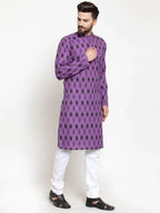 Jompers Men's Purple Printed Kurta Only | Grocsy