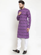 Jompers Men's Purple Printed Kurta Only | Grocsy