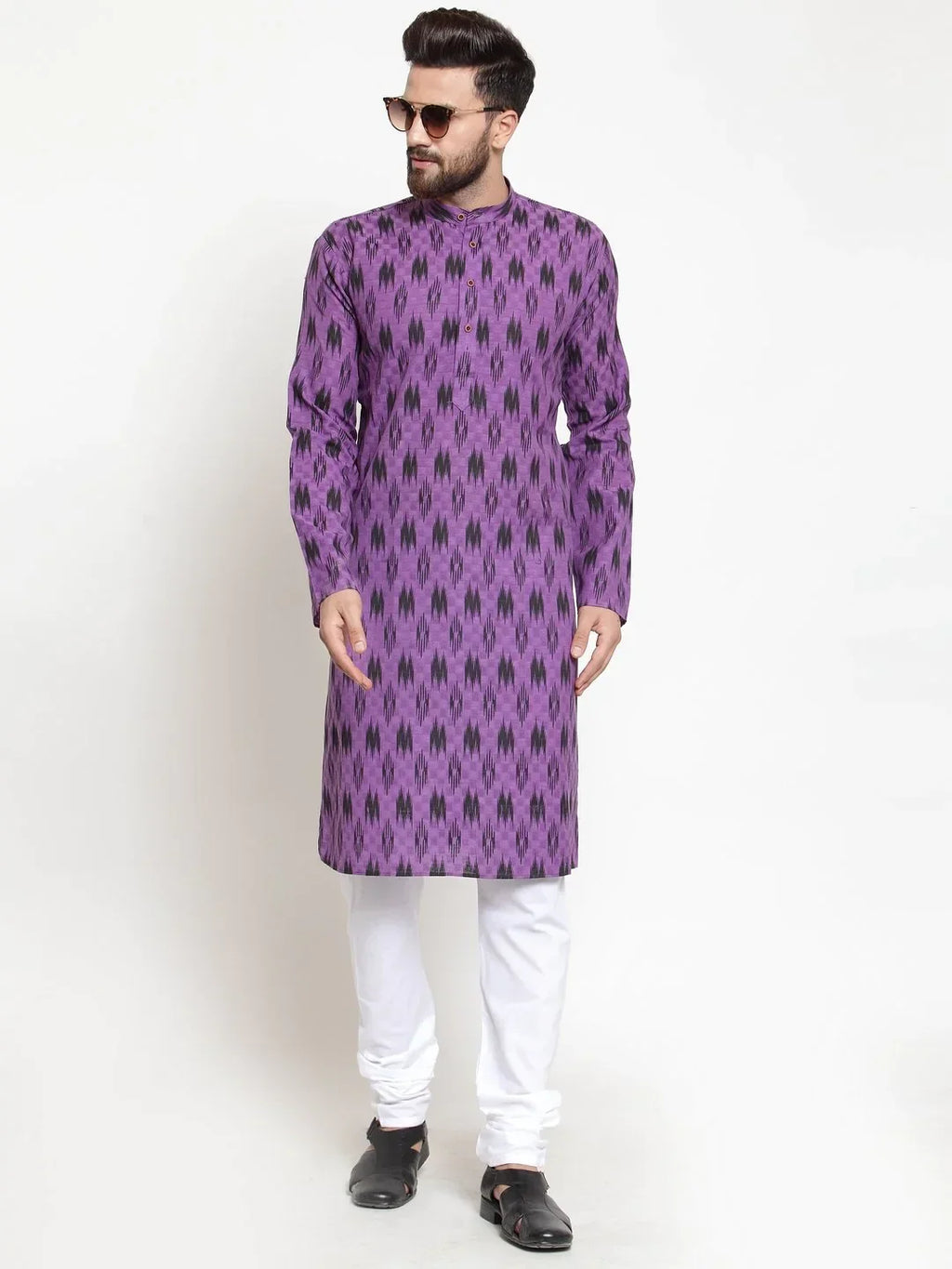 Jompers Men's Purple Printed Kurta Only | Grocsy