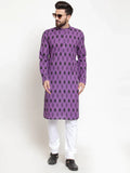 Jompers Men's Purple Printed Kurta Only | Grocsy
