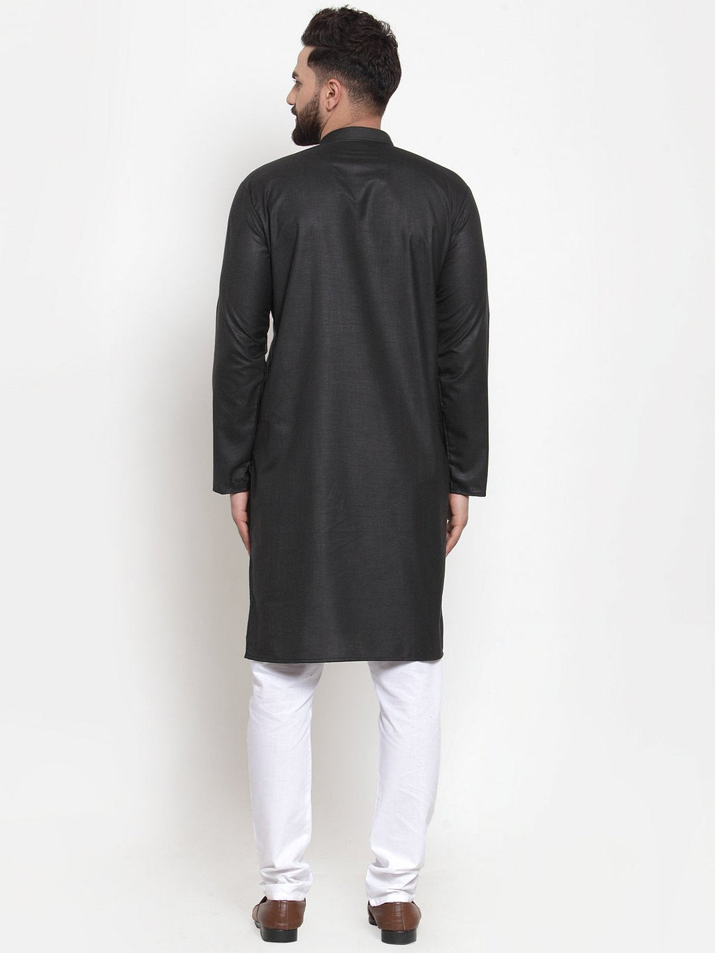 Jompers Men Black Solid Kurta with Churidar | Grocsy