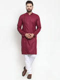 Jompers Men's Maroon Solid Kurta with Churidar | Grocsy