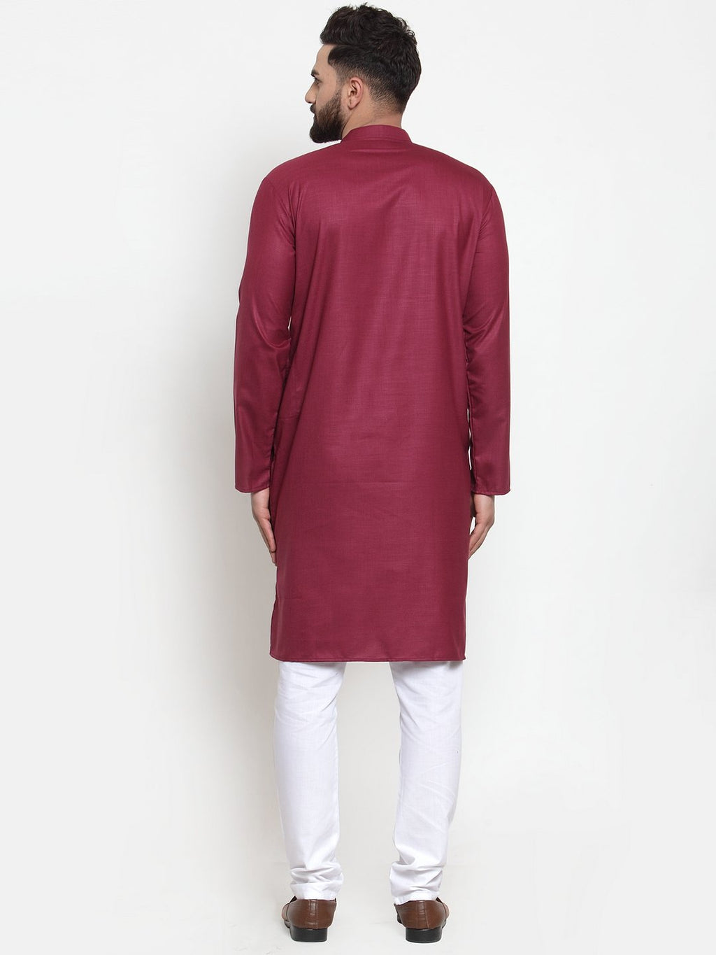 Jompers Men's Maroon Solid Kurta with Churidar | Grocsy