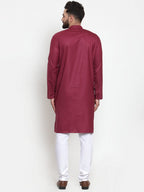 Jompers Men's Maroon Solid Kurta Only | Grocsy