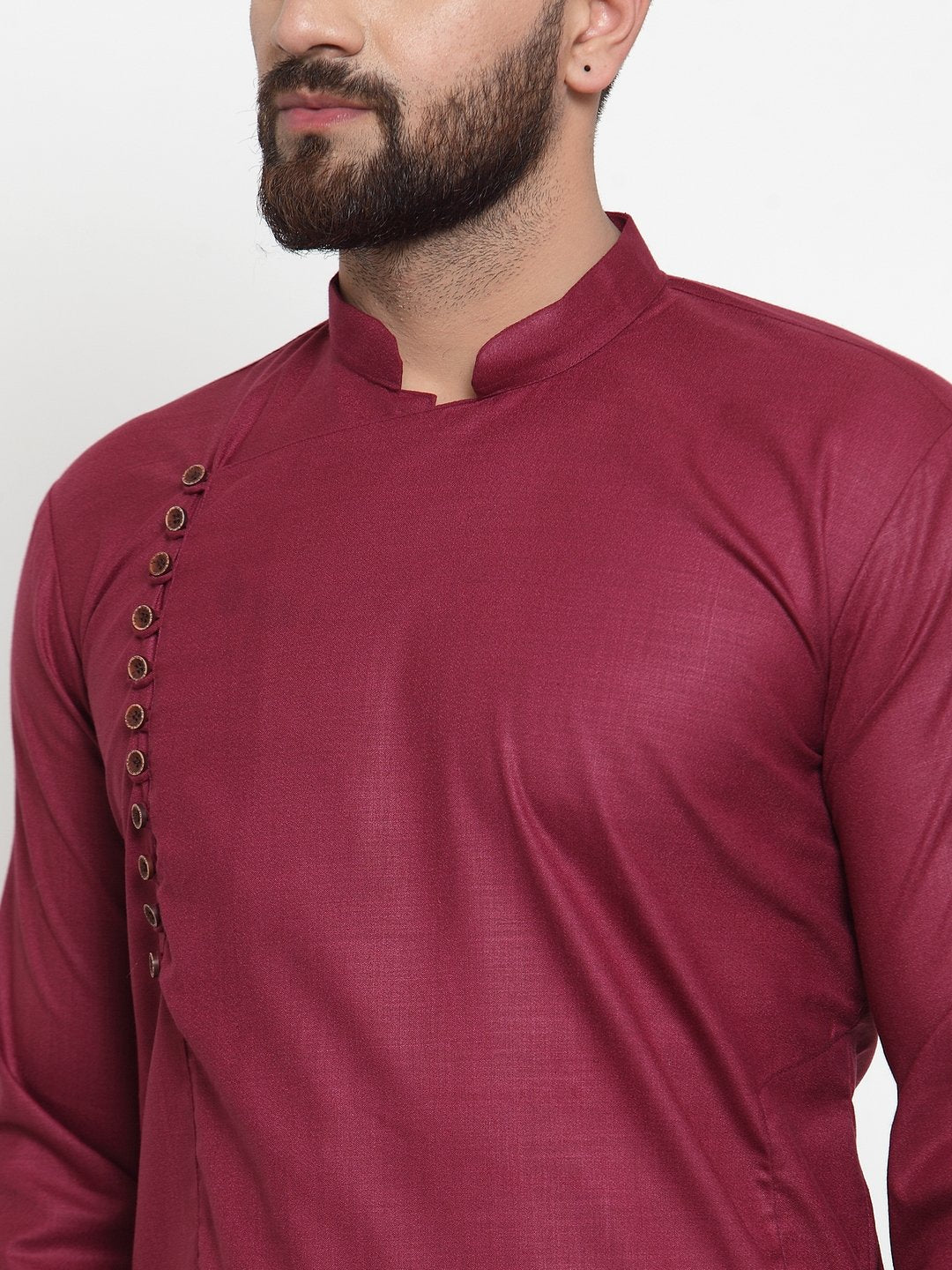 Jompers Men's Maroon Solid Kurta Only | Grocsy
