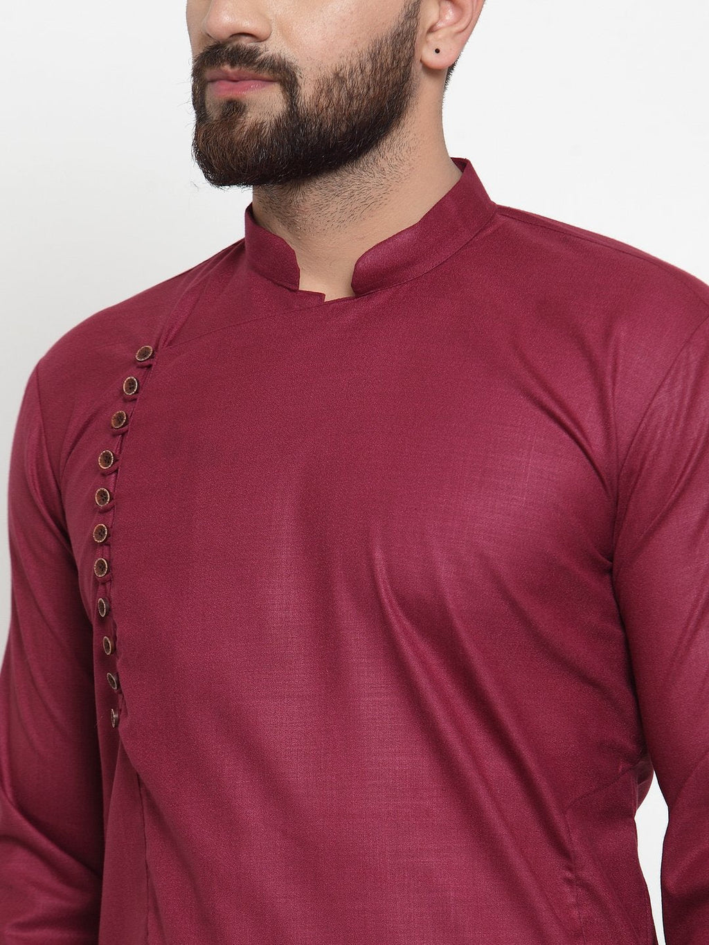 Jompers Men's Maroon Solid Kurta with Churidar | Grocsy