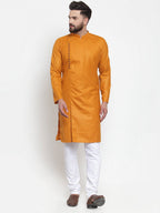 Jompers Men Mustard Solid Kurta Only | Grocsy