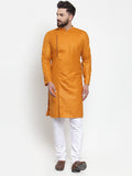 Jompers Men Mustard Solid Kurta with Churidar | Grocsy