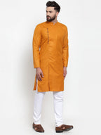 Jompers Men Mustard Solid Kurta with Churidar | Grocsy