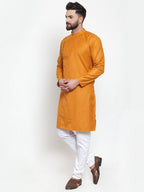 Jompers Men Mustard Solid Kurta Only | Grocsy