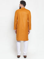 Jompers Men Mustard Solid Kurta with Churidar | Grocsy