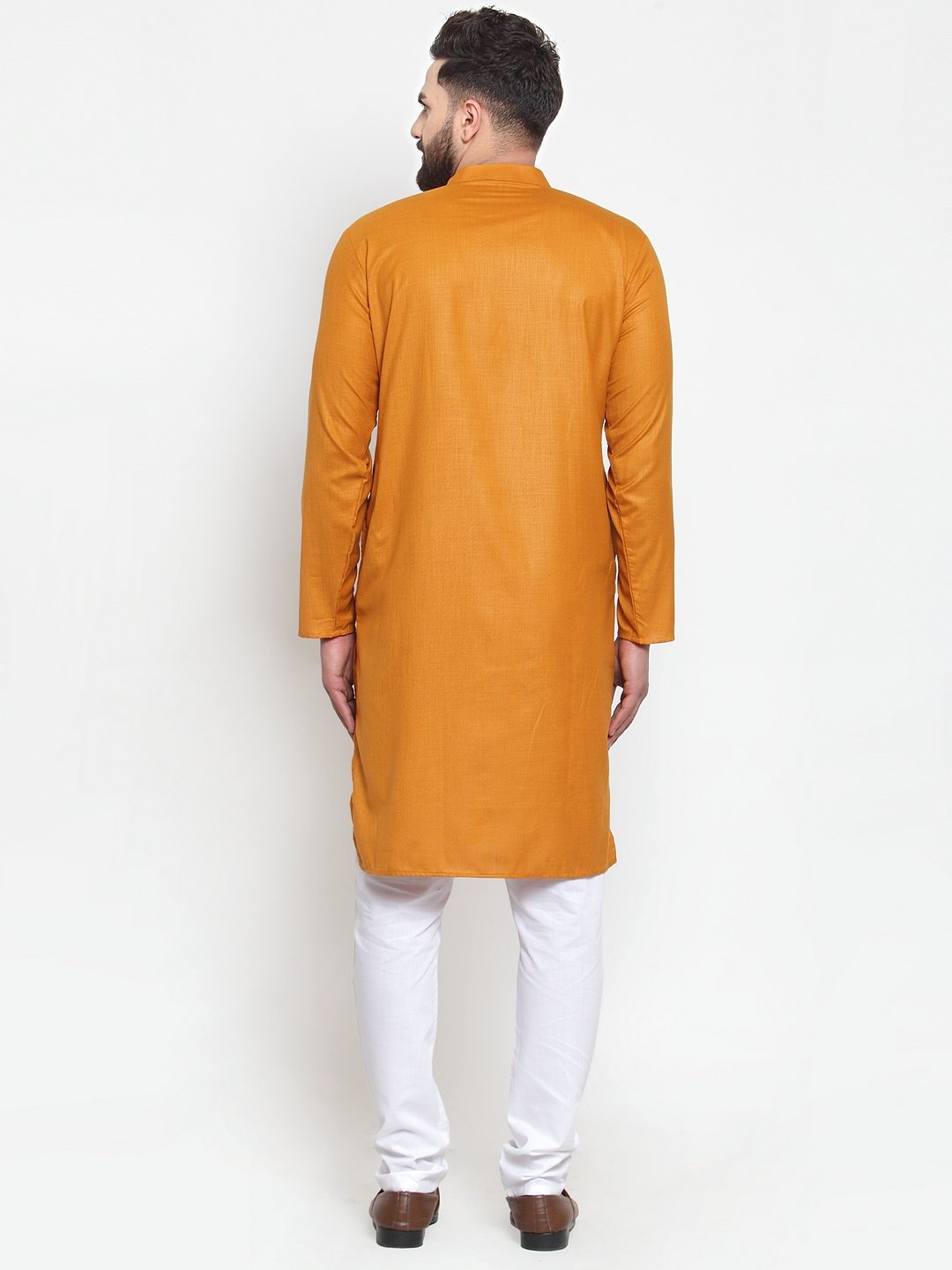 Jompers Men Mustard Solid Kurta with Churidar | Grocsy
