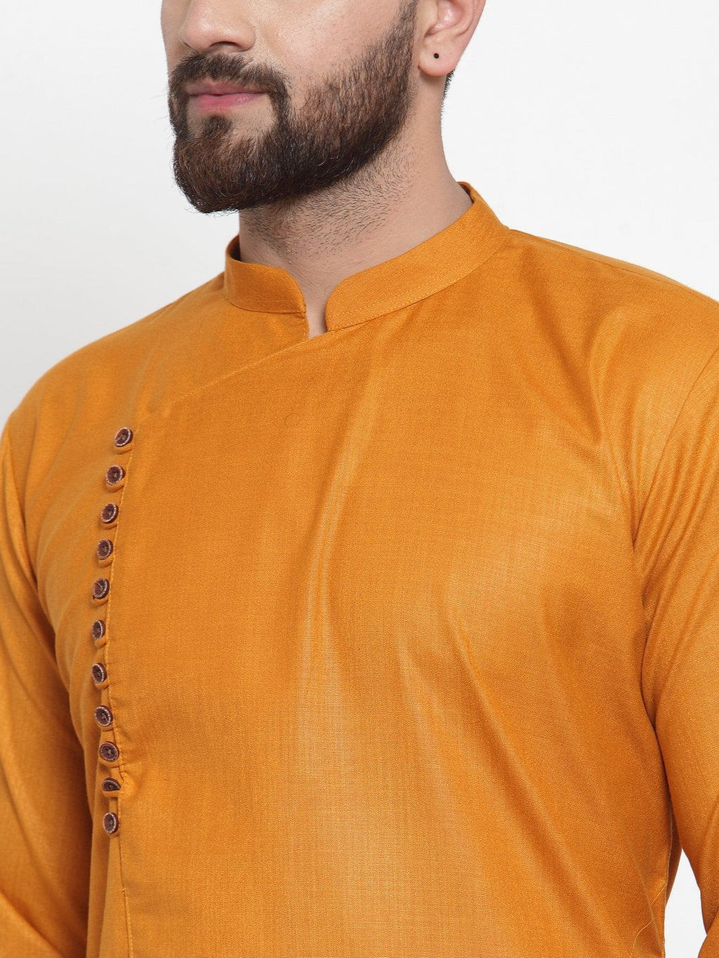 Jompers Men Mustard Solid Kurta Only | Grocsy