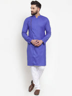 Jompers Men Royal-Blue Solid Kurta Only | Grocsy